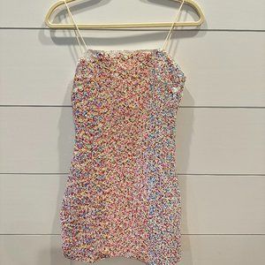 Endless Rose - Sequin Cocktail Party Dress, rainbow and white Size XS